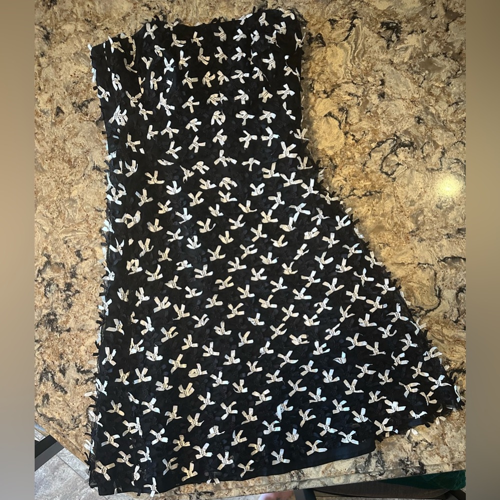 Strapless Corset Mini Dress Sz 4 White House Black Market 3D Bows Homecoming